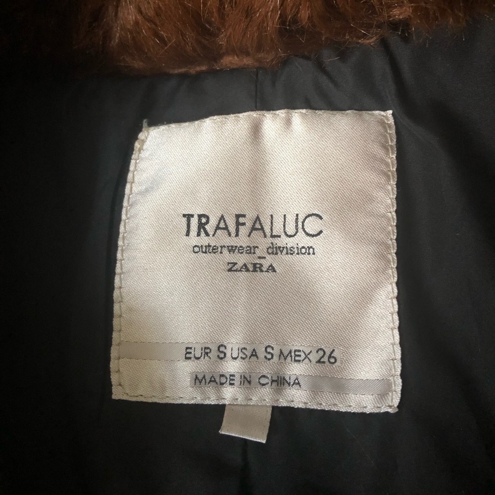 Trafaluc Ourrwear by Zara Luxurious Brown Faux Fur Lined Coat Size S - Picture 6 of 8